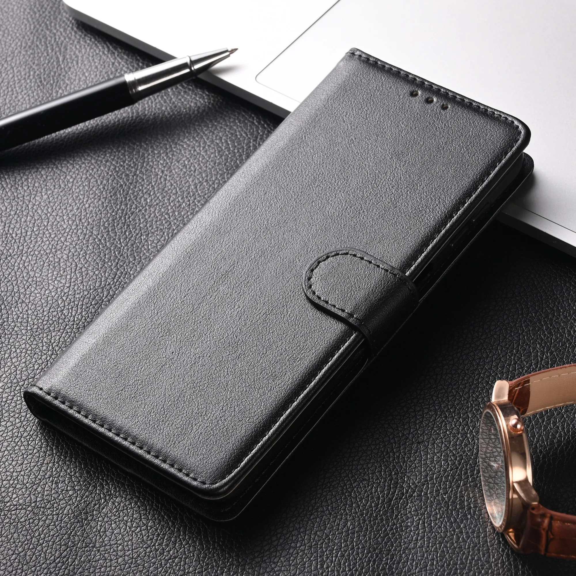 Premium PU Leather Flip Wallet Cover with Card Slots