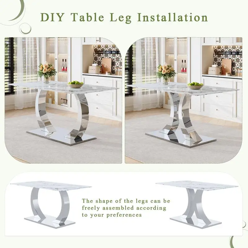 Glass Dining Table Chair Set 5