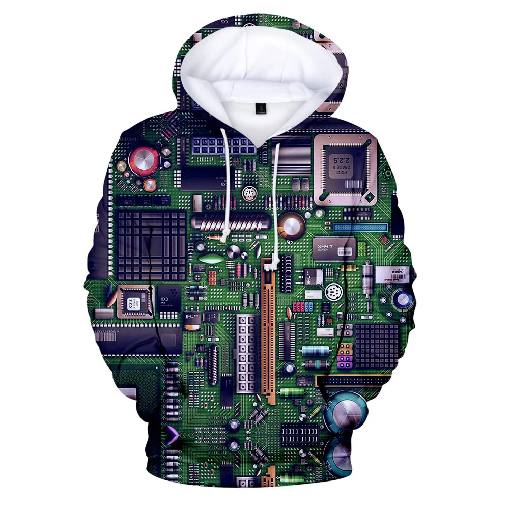 New Autumn Hoody for Men Creative Electronic Chip-circuit Board Hoodies Harajuku Sweatshirt 3D Print Fashion Pullover Clothes