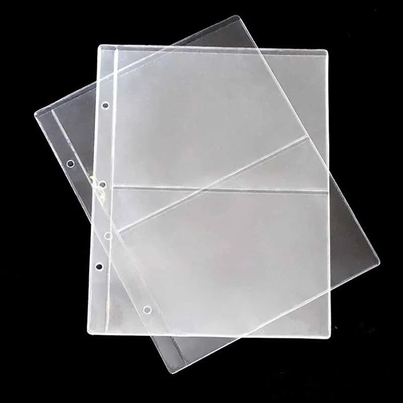 PVC 내부 지폐 페이지 모음, 지폐 동전 앨범, 느슨한 잎, 지폐 홀더 내부, 10 개/로트, 2 줄/페이지 