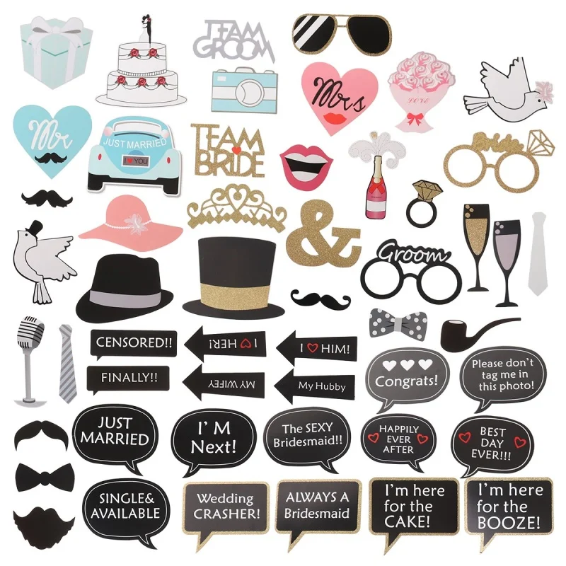Description Picture 2 of itemWedding Party Photobooth Props Beard Lips Mr Mrs Just Married Camera Photo Prop table ornament multiuse home wedding party decor
