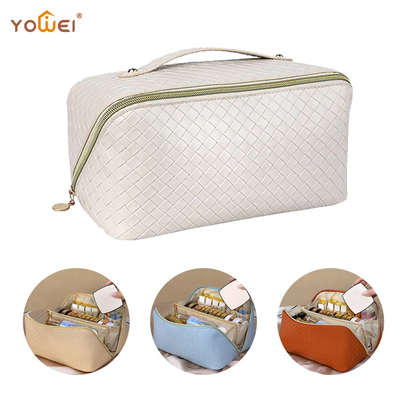 

Large Travel Cosmetic Bag For Women Leather Makeup Organizer Female Toiletry Kit Bags Make Up Case Storage Pouch Luxury Lady Box