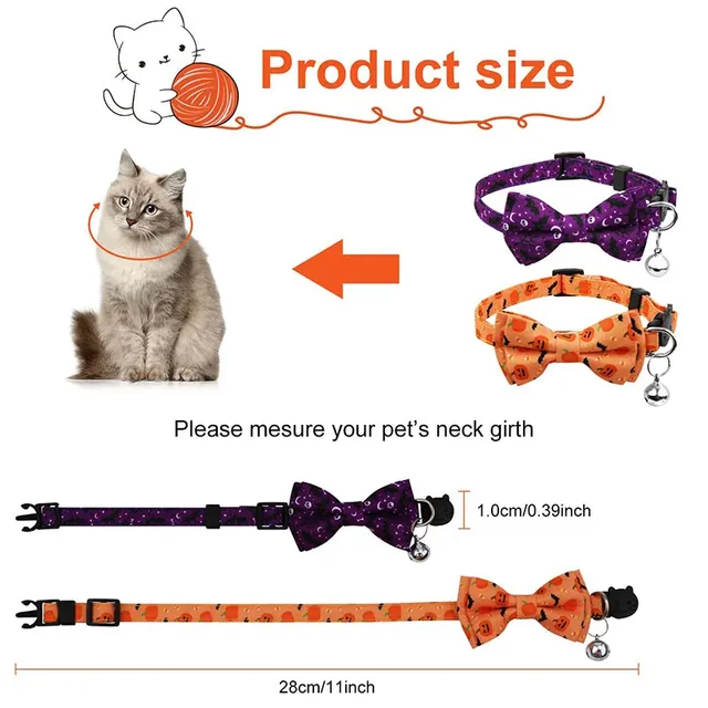 Pet Breakaway Cat Collar Halloween Adjustable Tie Bow Cute Puppy Kitten Collars Rabbit Accessories Pet Pet Products 4