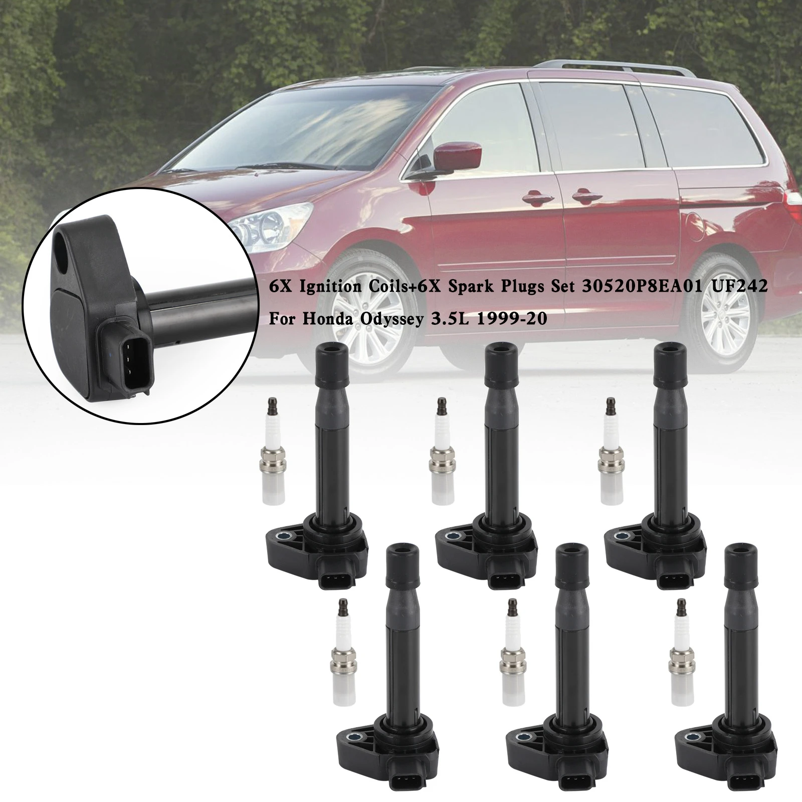 

Areyourshop 6X катушки зажигания + 6X Набор свечей зажигания UF242 для Honda Odyssey 1999 л 2007-автомобильные аксессуары Запчасти