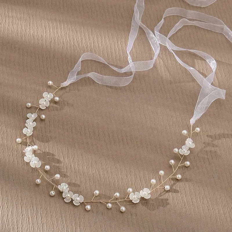 Elegant Flower Pearl Wreath Headband Bride Wedding Dress Accessories Garland Headdress Hair Band Hairvine Wedding Jewelry Bridal Hair Accessories Hair Accessories Bridal Jewelry Set