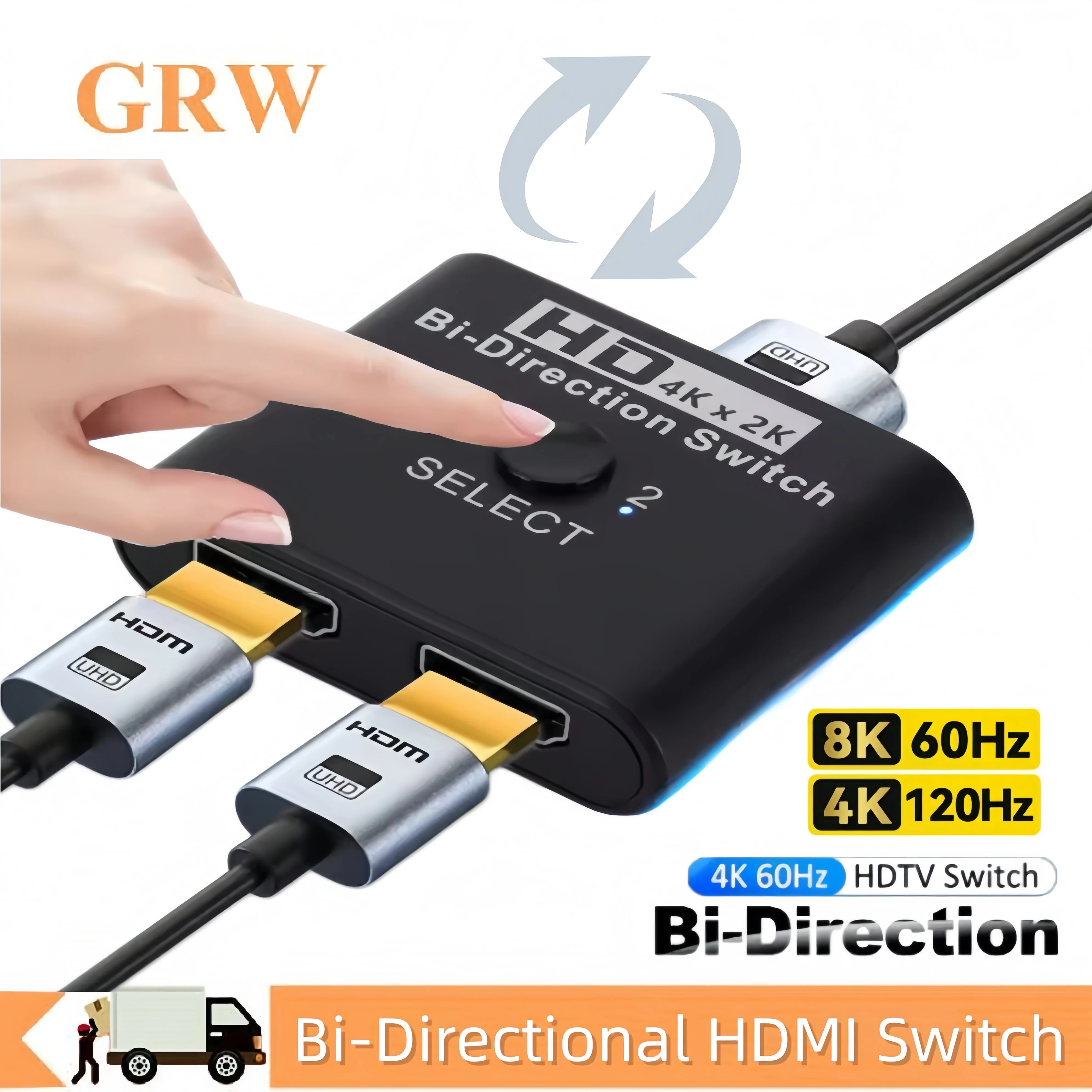 8K 60Hz Bi-Directional HDMI-Compatible Switch Splitter Adapter