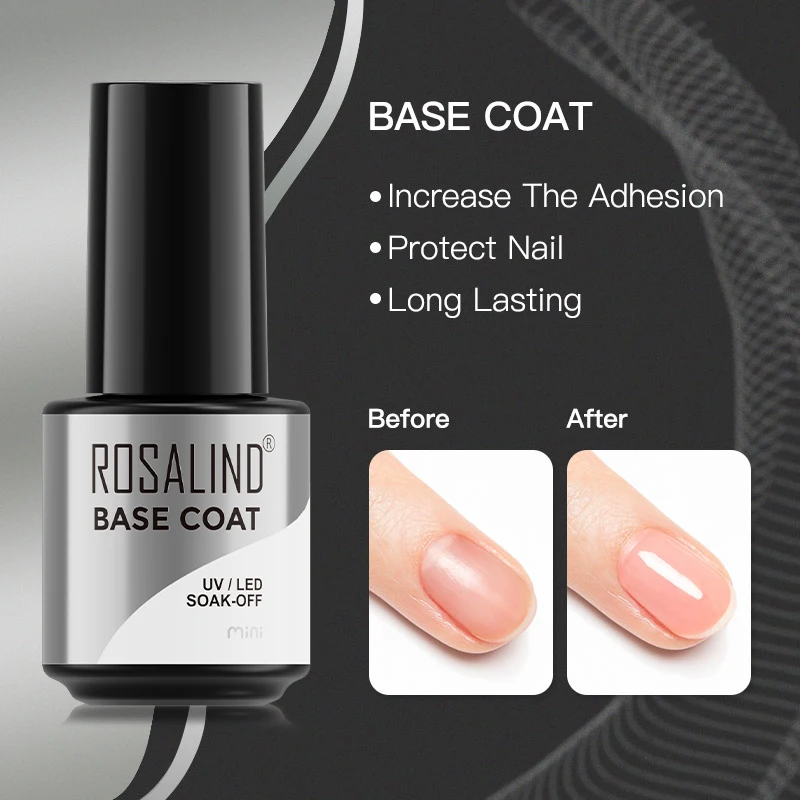 

ROSALIND Base Coat Gel Polish Clear Color Soak off Nail Lacquer UV LED Lamp Semi Permanent Gel Varnish For Nails Gel Art Design