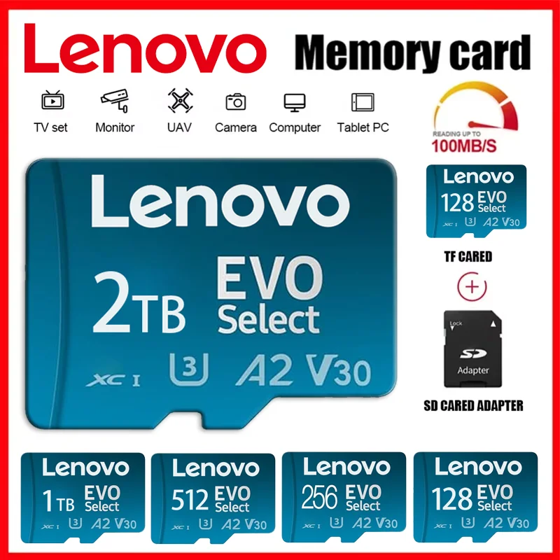 Lenovo Micro TF SD Memory Card 2TB 128GB 1TB 512GB 256GB for Pet Feeder Camera MP3 Player GPS Tracker memory card