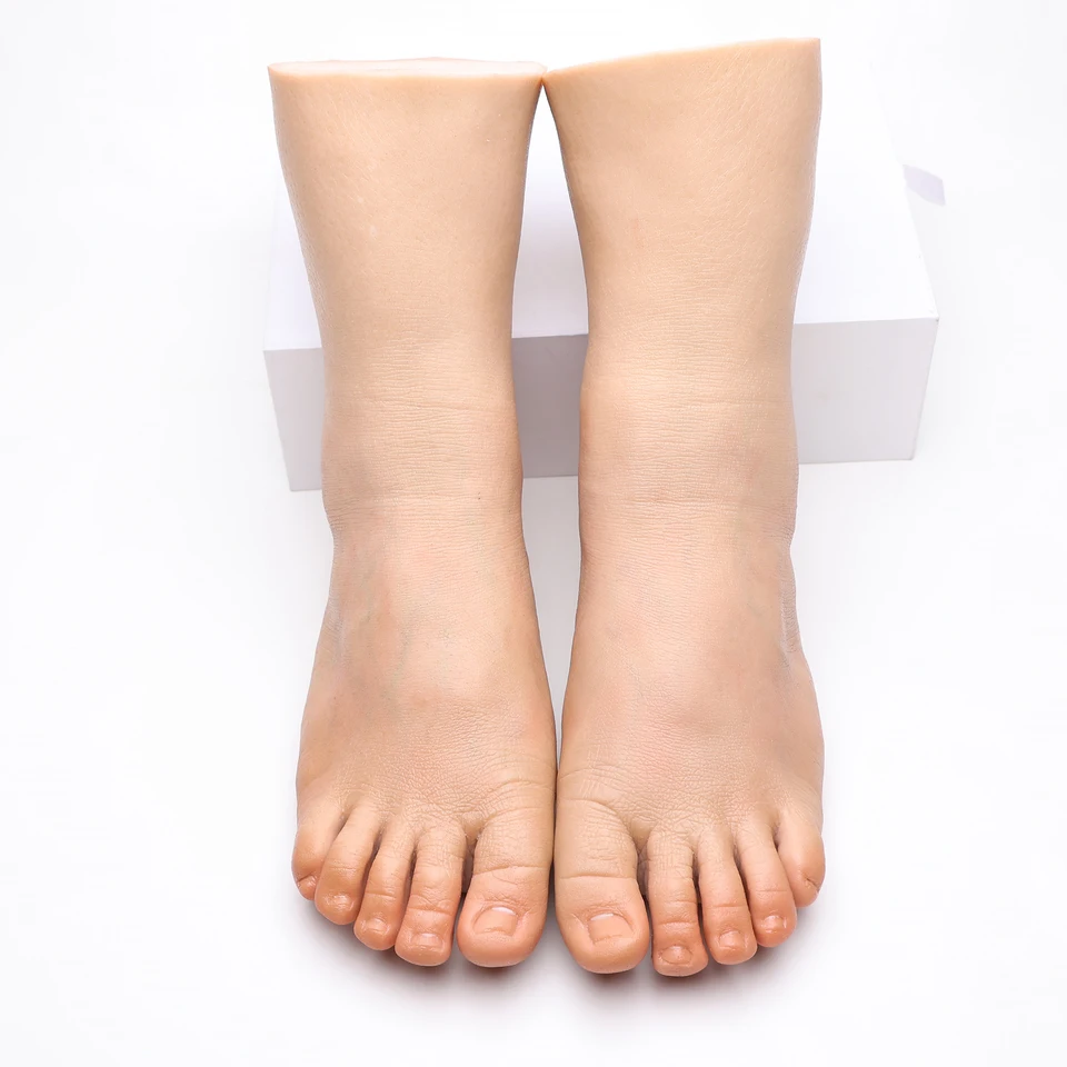 DAPANGXIONG 남성용 실리콘 발 모델, 큰 뚱뚱한 발, 네일 연습 마네킹 발, 신발 양말 쥬얼리 디스플레이, 실물 같은 발