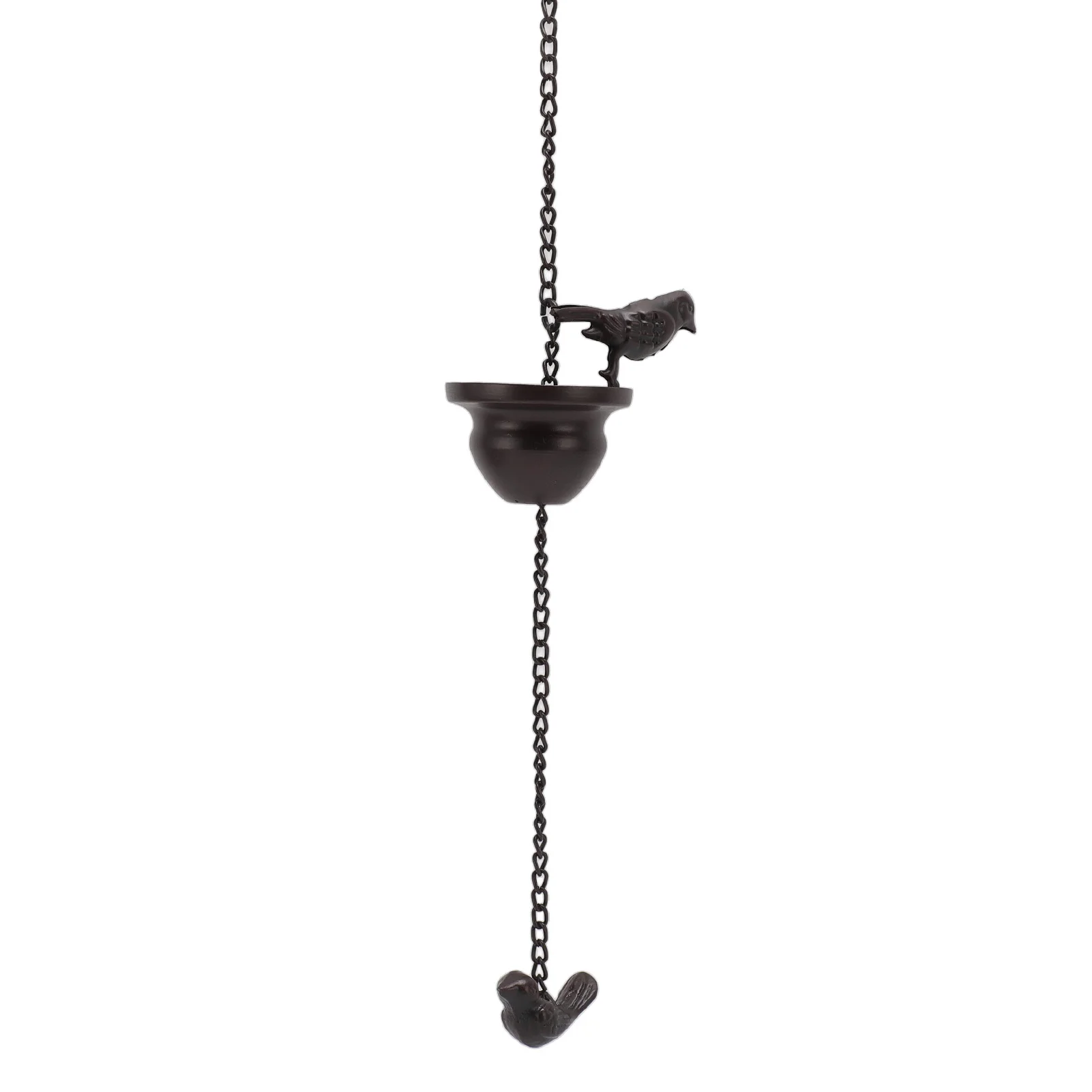 2.4m Birds On Cup Rain Chain for Gutters Decorative Rain Chimes for Outside Vintage Garden Rainwater Diverter Catcher Chains