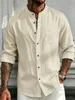 119731-0591ff.jpg Cotton Linen Shirts for Men Premium Stand-Collar Henley Lightweight Breathable