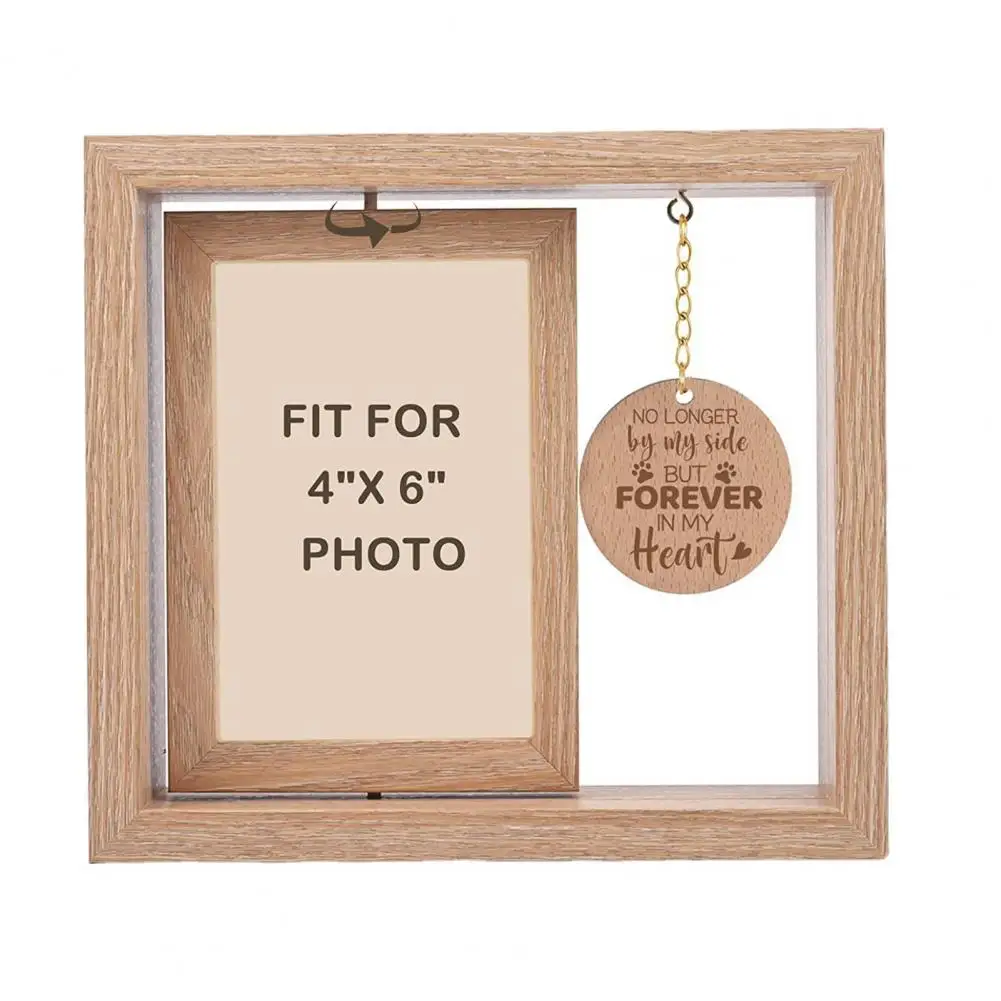 Pet Memorial Wooden Photo Frame Rotatable Double-sided 4x6-Inch Desktop Dog Cat Pic photo frame wood photo frame wood frame wood picture frame