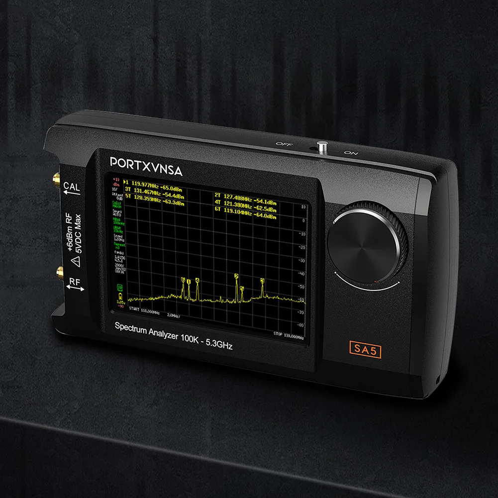 휴대용 스펙트럼 분석기 2 in 1 신호 발생기 4.0인치 주파수 분석기 100kHz5.3GHz 5000mAh 배터리(32GB 카드 포함)