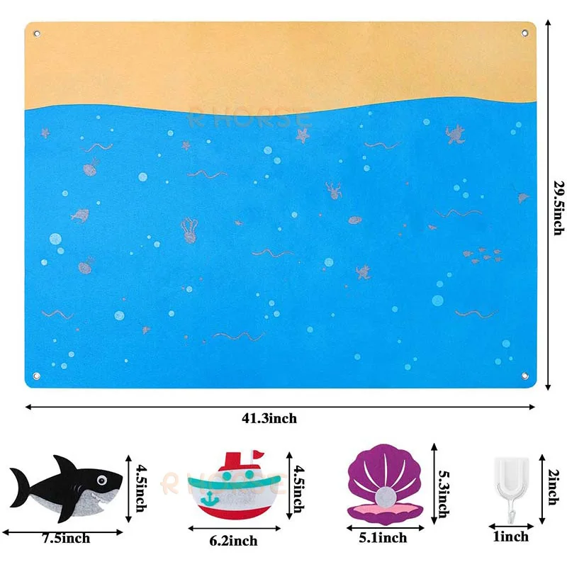 45Pcs/Set Under The Sea Teaching Felt Board Story Marine Animals Shark Mermaid Diver Early Education Birthday Gift for Kids 3