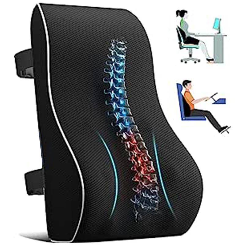 

Pillow Office Chair Lumbar Support Memory Foam Cushion Improve Posture Car Computer Chairs Large Back Pillows