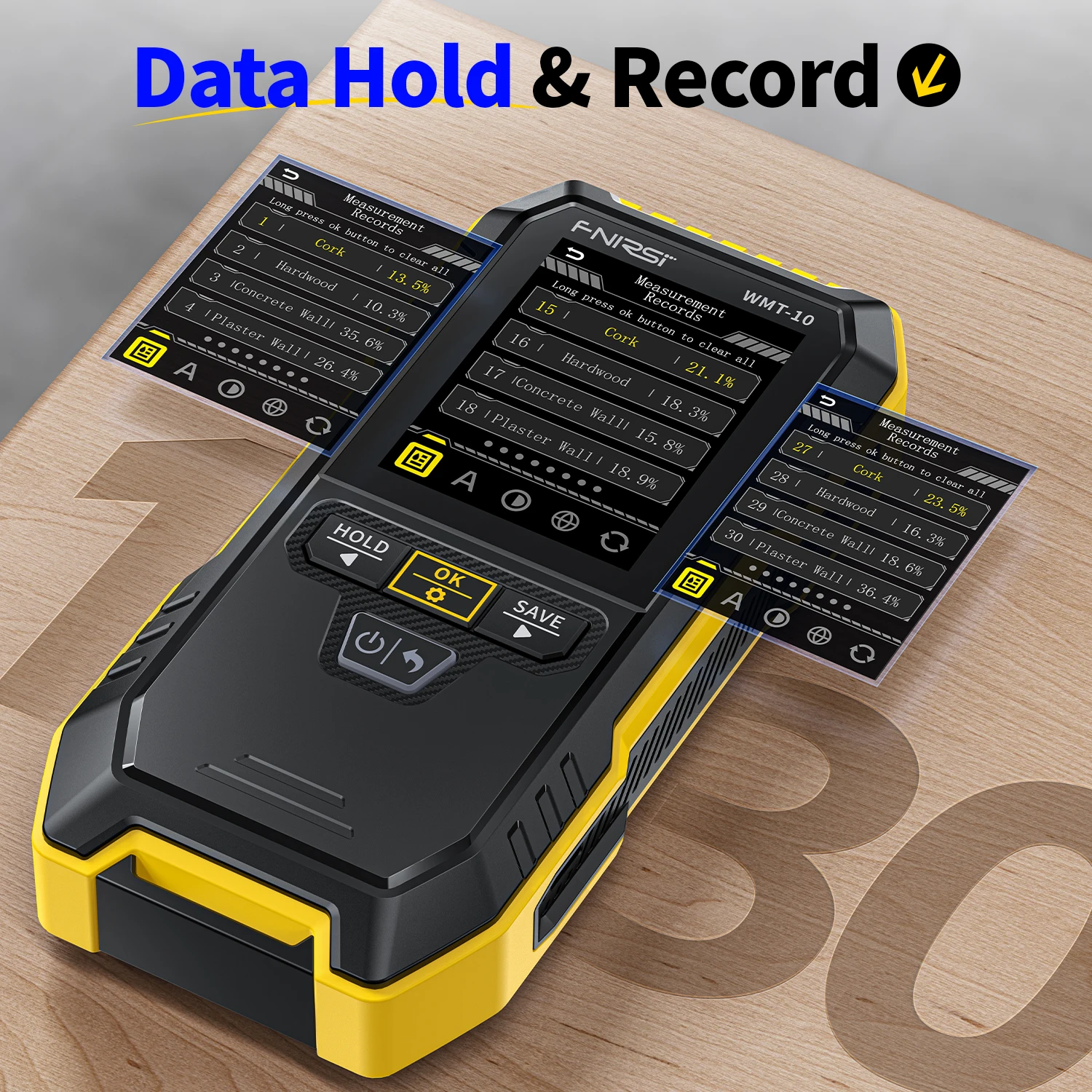 Wood Moisture Meter FNIRSI WMT-10 Inductive Non-contact Timber Damp Wall Detector Non-destructive Humidity Tester