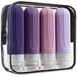 Leak - Proof Refillable Travel Toiletry Bottles - TSA Approved 3oz BPA - Free Silicone Containers - Silicone (Purple)