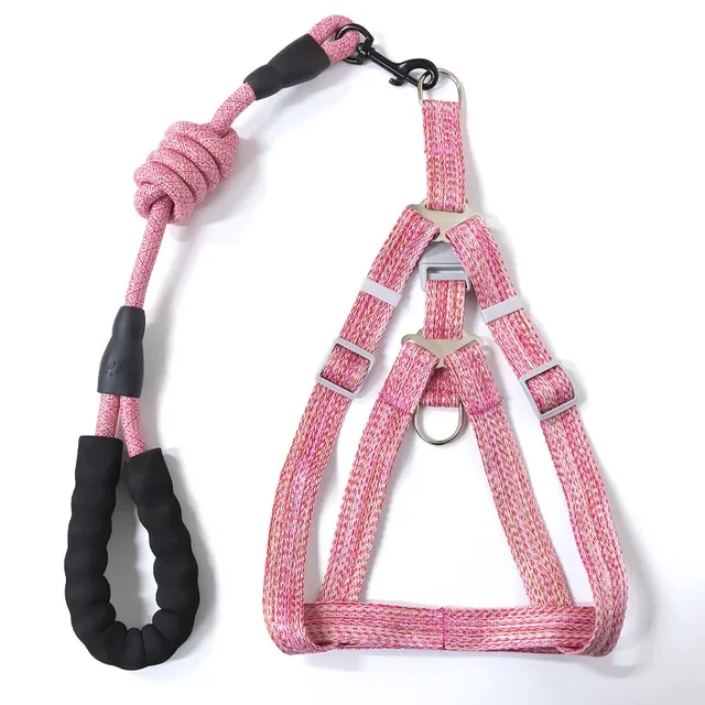 Dog Harness 1.2M Leash Set for Small Dogs Adjustable Puppy Cat Harness Vest Poodle Chihuahua Pug Outdoor Walking Pet Leash 2
