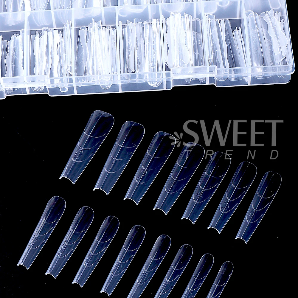 NEW 180pcs Sandwich Dual Nail Forms 15size Extensions-Dual Forms Top Bottom Mold Long Coffin Almond Nail Art Forms Manicure Tool