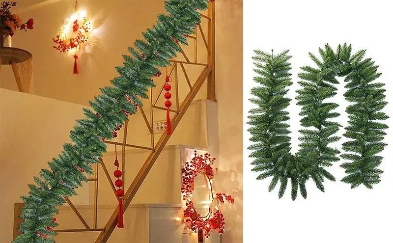 

9FT Christmas Garland Greenery For Christmas Artificial Pine Greenery Holiday Indoor Stairway Table Decor for Mantel Fireplace