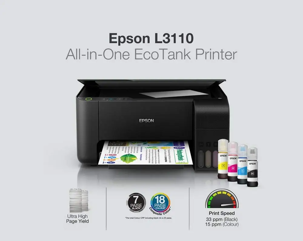 Epson EcoTank L3110 All in One ink tank printer (black) A4, A5, A6, b5, C6,  DL, duplex printing pages dakikada 33 page|Printers| - AliExpress