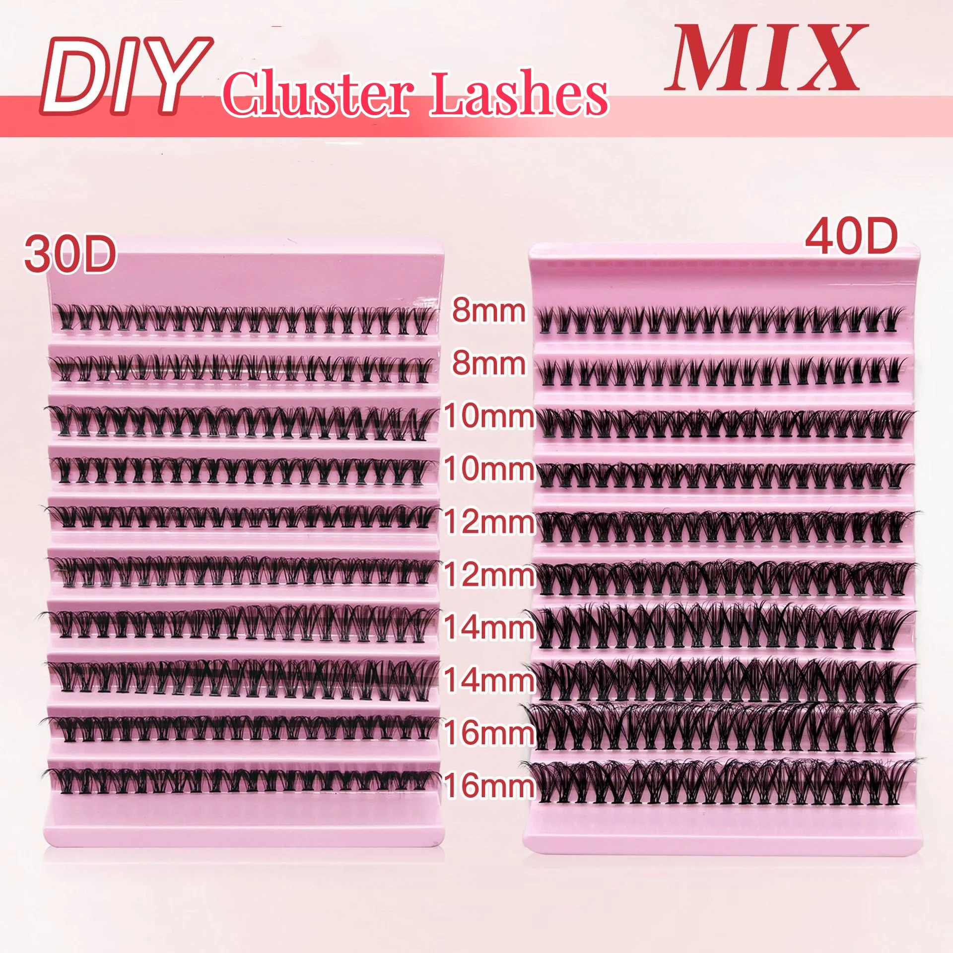 Eyelash Set MIAOJIE DIY 200pcs Individual Lashes Cluster D Curl 8-16mm Mix with Lash BondSeal and Applicator