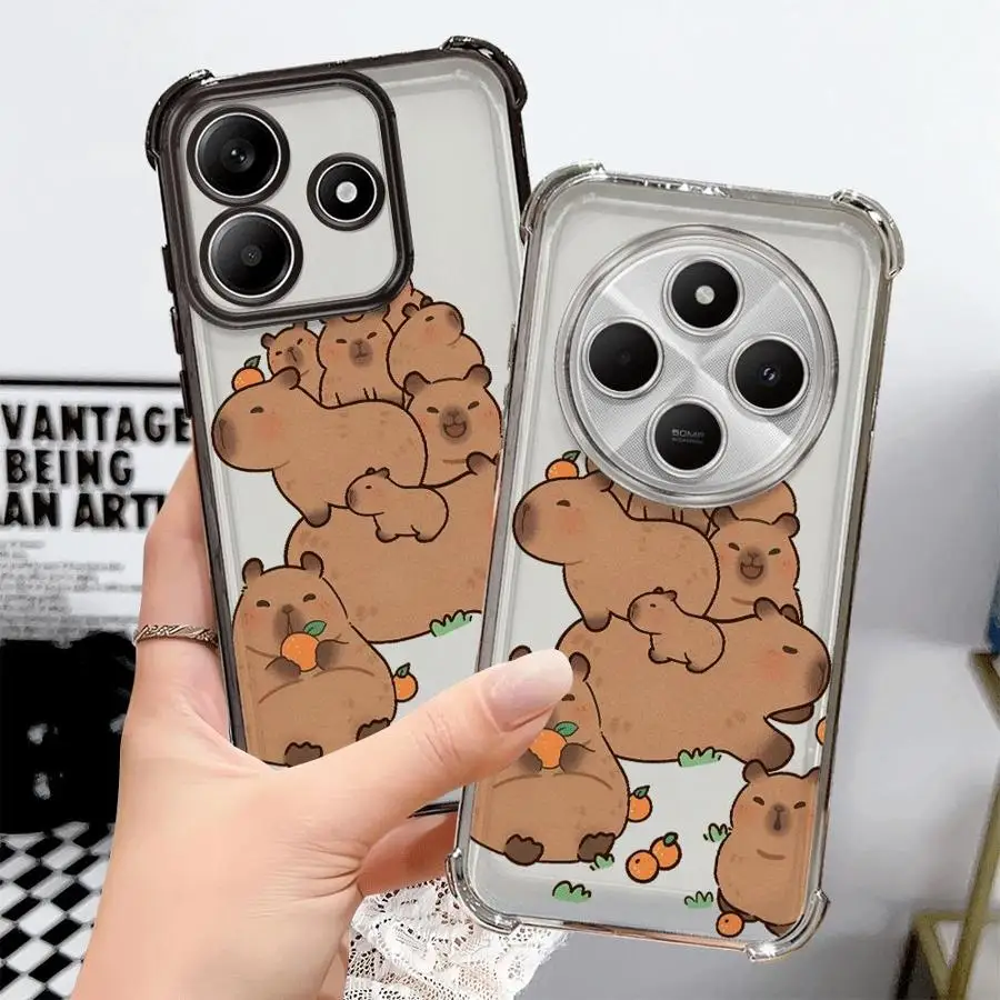 Clear Cartoon Capybara Phone Case