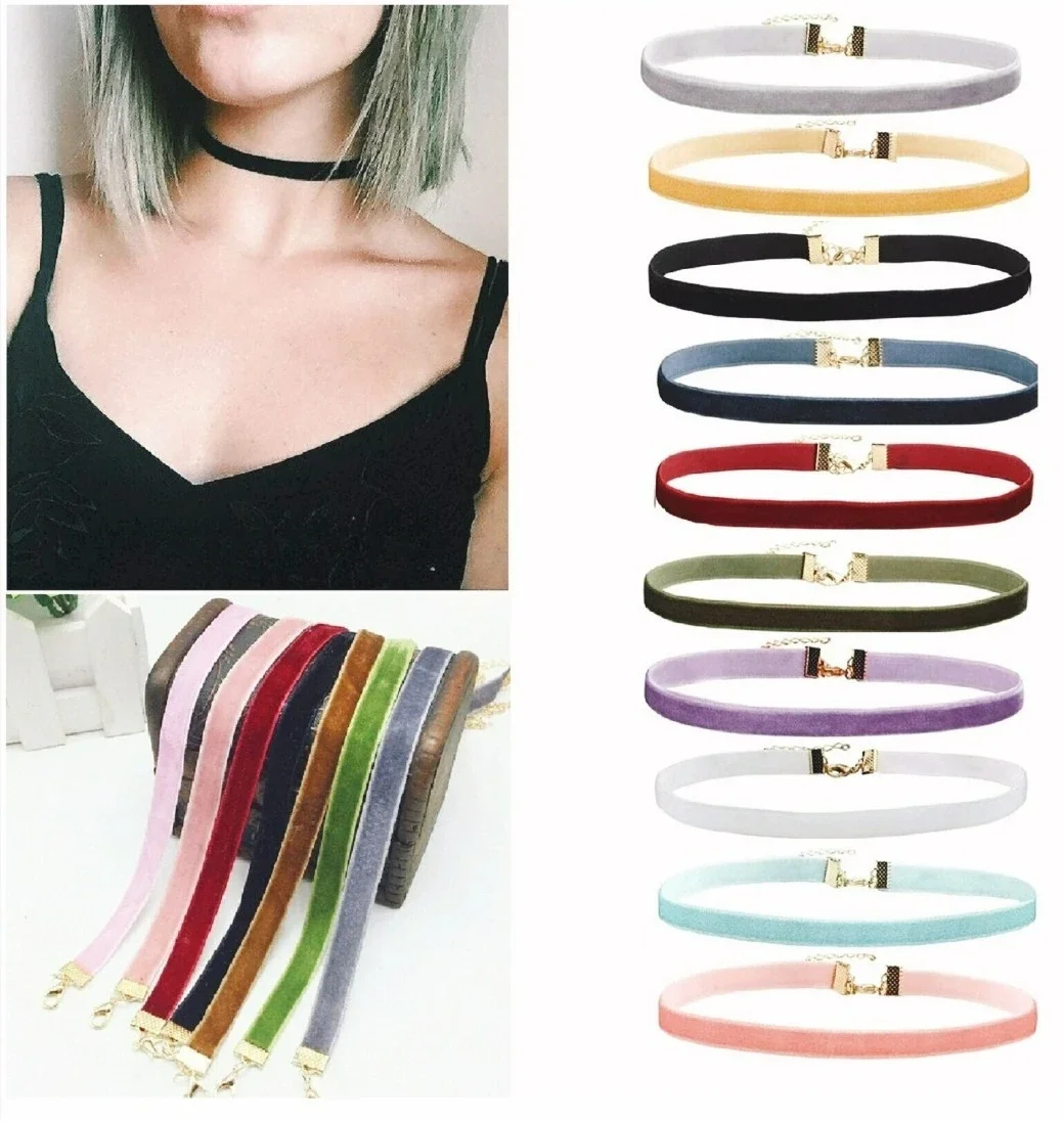 12 Colors Velvet Choker Necklaces For Girl Women Y2K Gothic Chokers Necklace Colorful Chocker Necklace Collares Wholesale TTMMBI