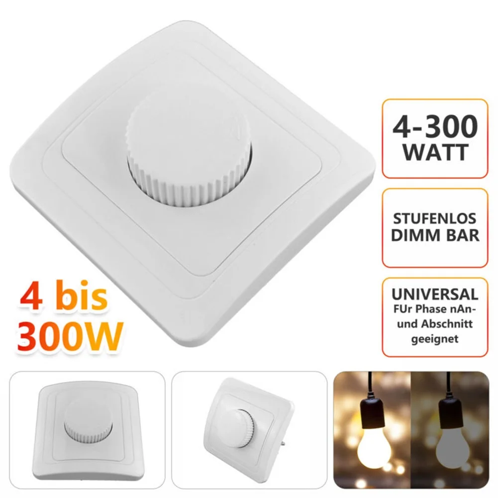 조광기 로터리 조광기 스위치 조명 조정 가능한 밝기 230V 4  300W 임베디드 디밍 가능 램프 조명 액세서리 ?
