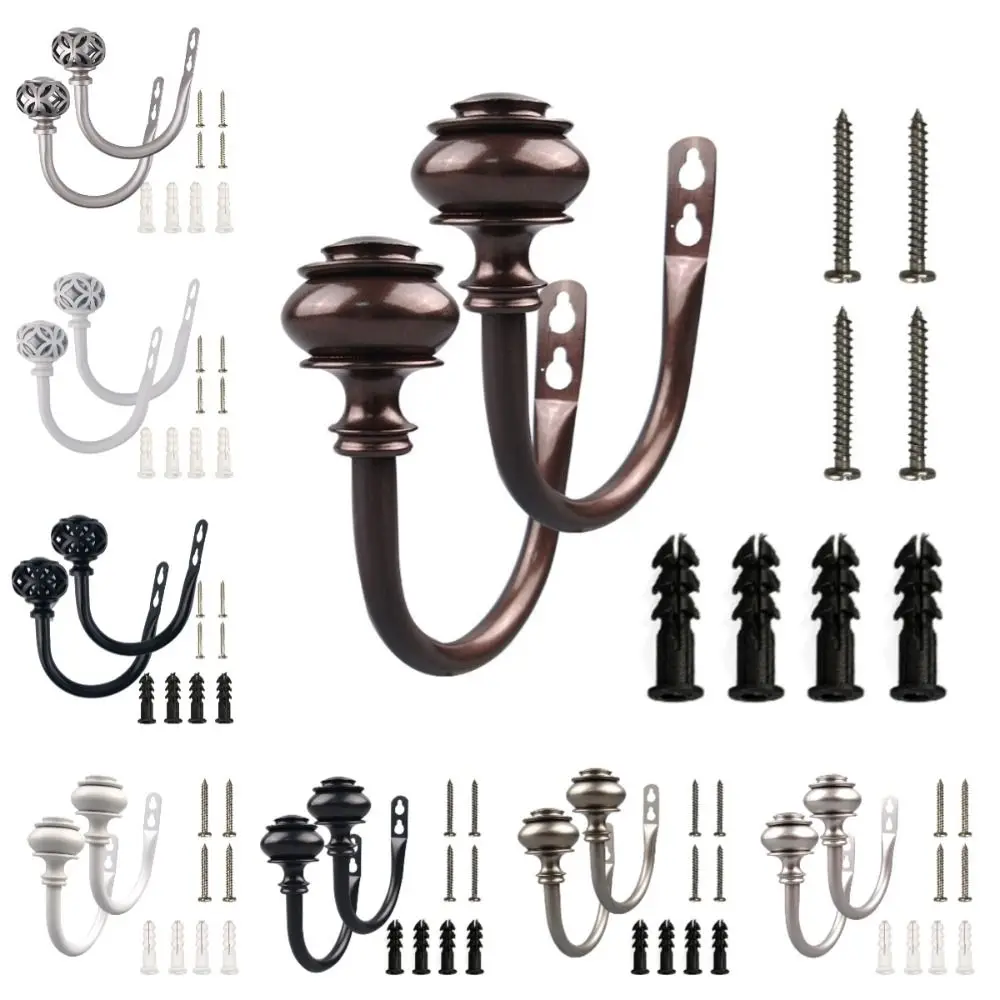 2Pcs Vintage Style Curtain Holdbacks U-Shaped Metal Curtain Hanging Hook with Screws Elegant Drapery Tie Backs Bathroom