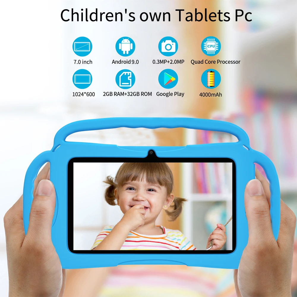 BDF 7 Inch Kids Tablet Quad Core Android 9 WiFi 32GB WiFi Bluetooth Educational Software Installed 2