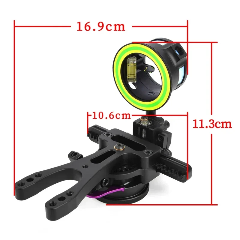 Mirino Per Arco Compound A 5 Pin Con Microregolazione – In Alluminio CNC, Fibra Ottica 0.019", Reversibile Per Destri E Mancini, Per Tiro E Caccia