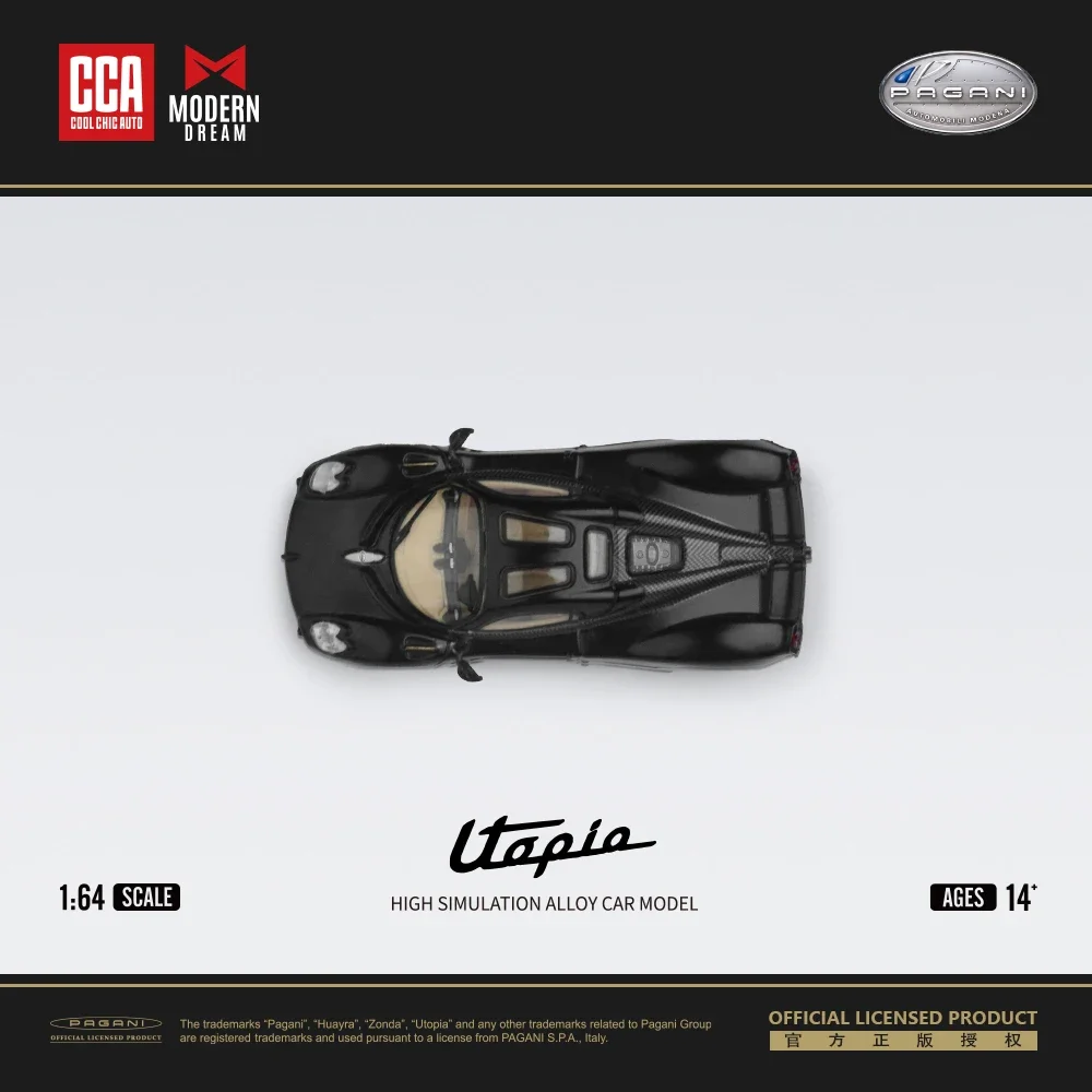 TIME MICRO ModernDream + CCA 공동 브랜드 1/64 파가니 유토피아 다이캐스트 자동차 모델 장식품, 자동차 장난감 선물 장식
