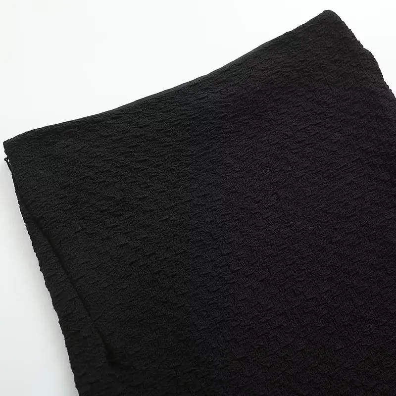 Jenny&Dave Texture Retro Casual Straight High Waist Skirt Women French Elegant Office Ladies Black Midi Skirt