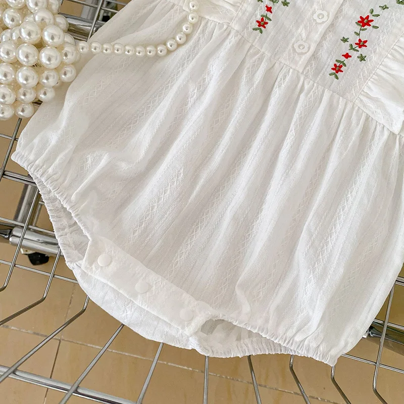 Summer Baby Girls One Piece Embroidery Bodysuit