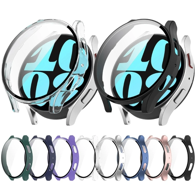 

Защитный чехол из поликарбоната для часов Samsung Galaxy Watch 6 40 мм/44 мм, защитный чехол для часов с полным покрытием, закаленная пленка, рамка, бампер