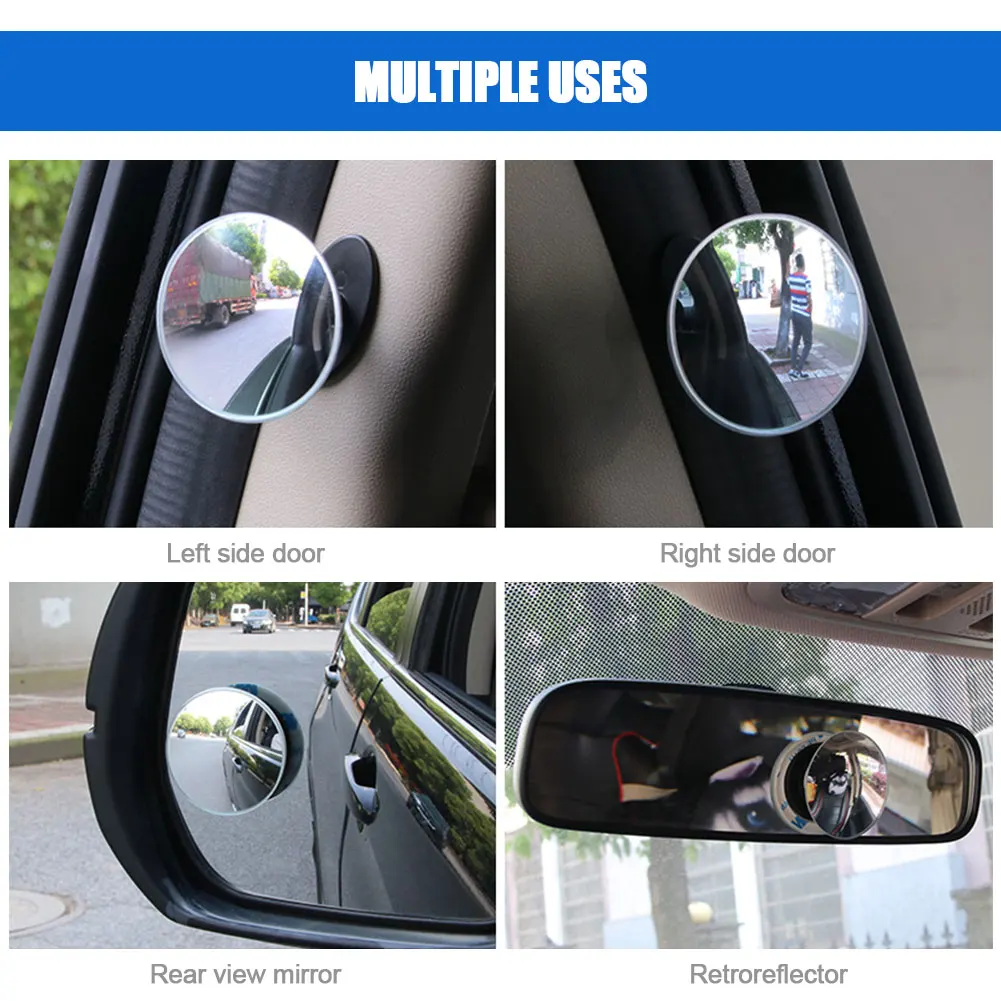 360 Degree HD Blind Spot Mirror Adjustable Car Rearview Convex Mirror For  Car Reverse Wide Angle Vehicle Parking Rimless Mirrors