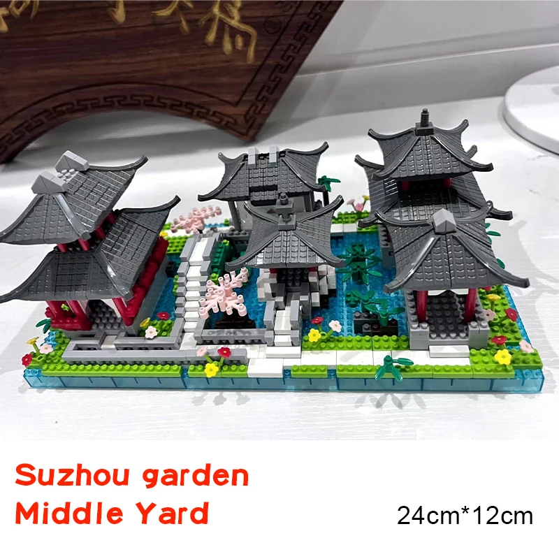 어린이 및 성인용 유명 빌딩 블록 세트, Suzhou 클래식 가든 시리즈, 중국 미니 빌딩 브릭 모델 장난감, 1800 개