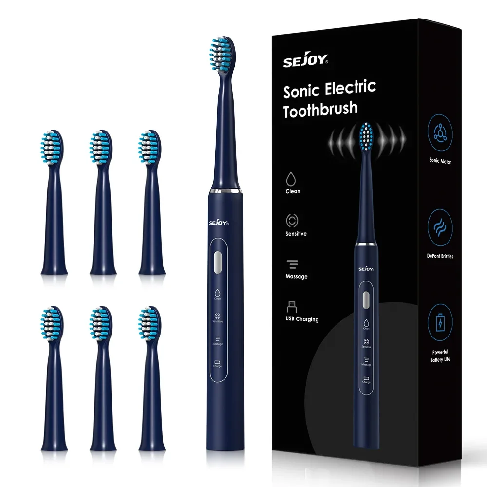 thumbnail image 1 of Cepillo de dientes eléctrico Sejoy con 3 modos de limpieza para el cuidado dental, temporizador inteligente, cepillo de dientes sónico recargable, regalo para hombre y mujer, 1 of 5