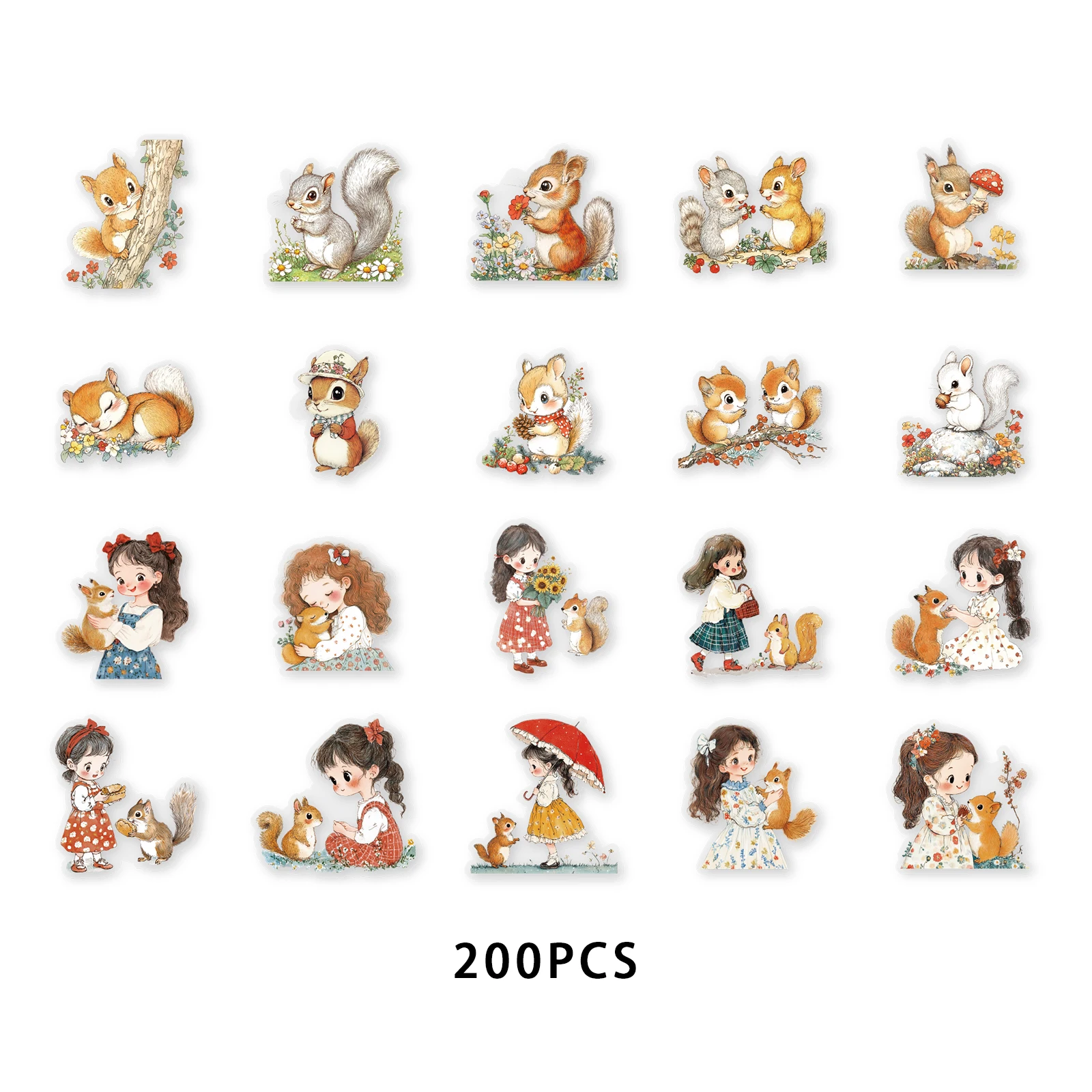 20 قطعة من ملصقات السنجاب اللطيفة والفتيات للأطفال...