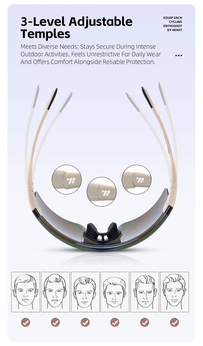 WEST BIKING Aero Beak TR90 Rahmen Radfahrbrille UV400 Kratzfest Beschlagfrei Leichte Sportsonnenbrille für Outdoor-Wanderungen – Detail 8