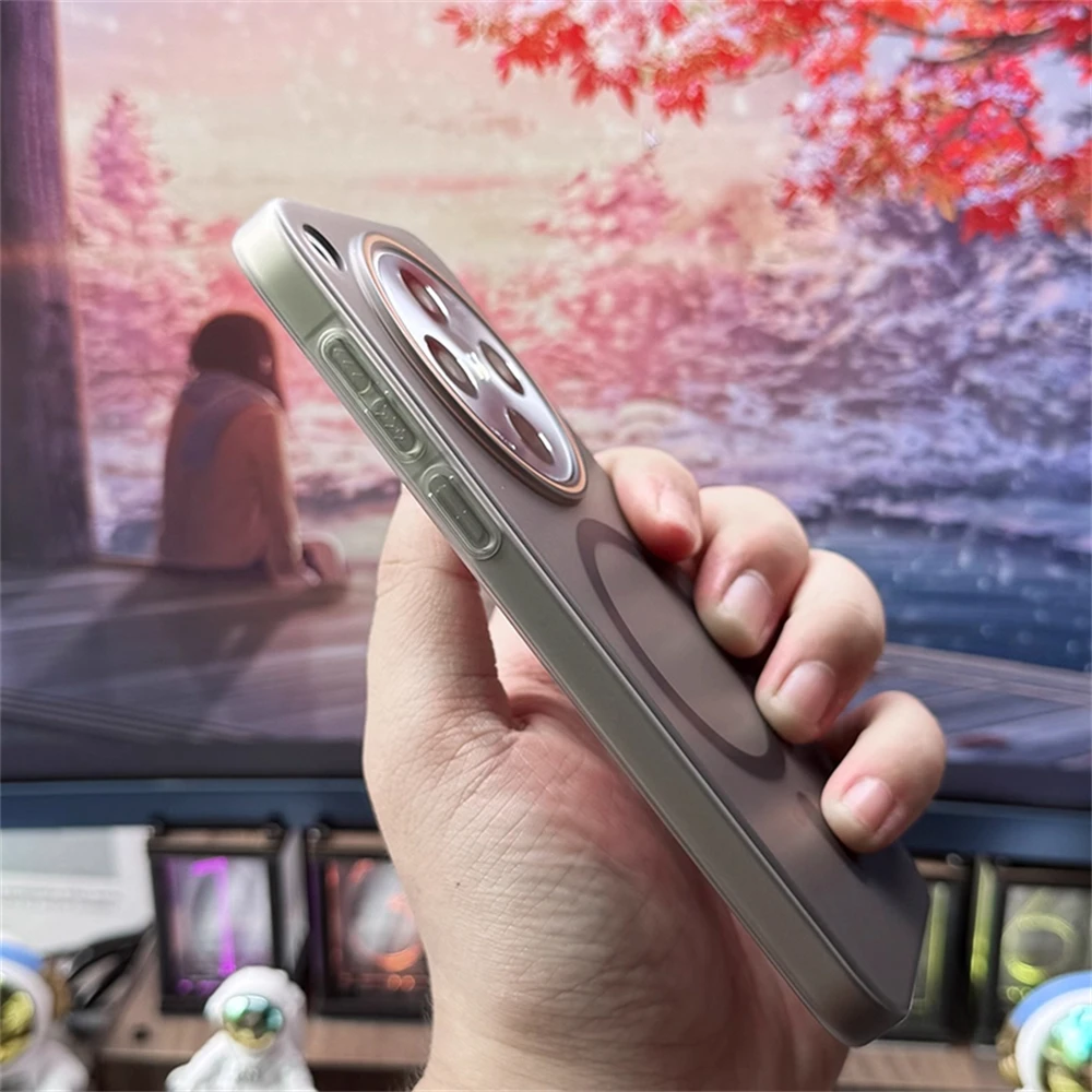 Ultra Thin Matte Translucent Barcode Hard Case with Magnetic Wireless Charging Cover