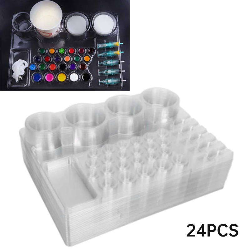 24pcs Disposable Porous Tattoo Ink Tray Sponge Cup Cartridges Needle Pigment Cup Storage Holder Microblading Tattoo Accessories 50pcs soft microblading tattoo ink cup cap pigment silicone holder container for needle tattoo accessory supply