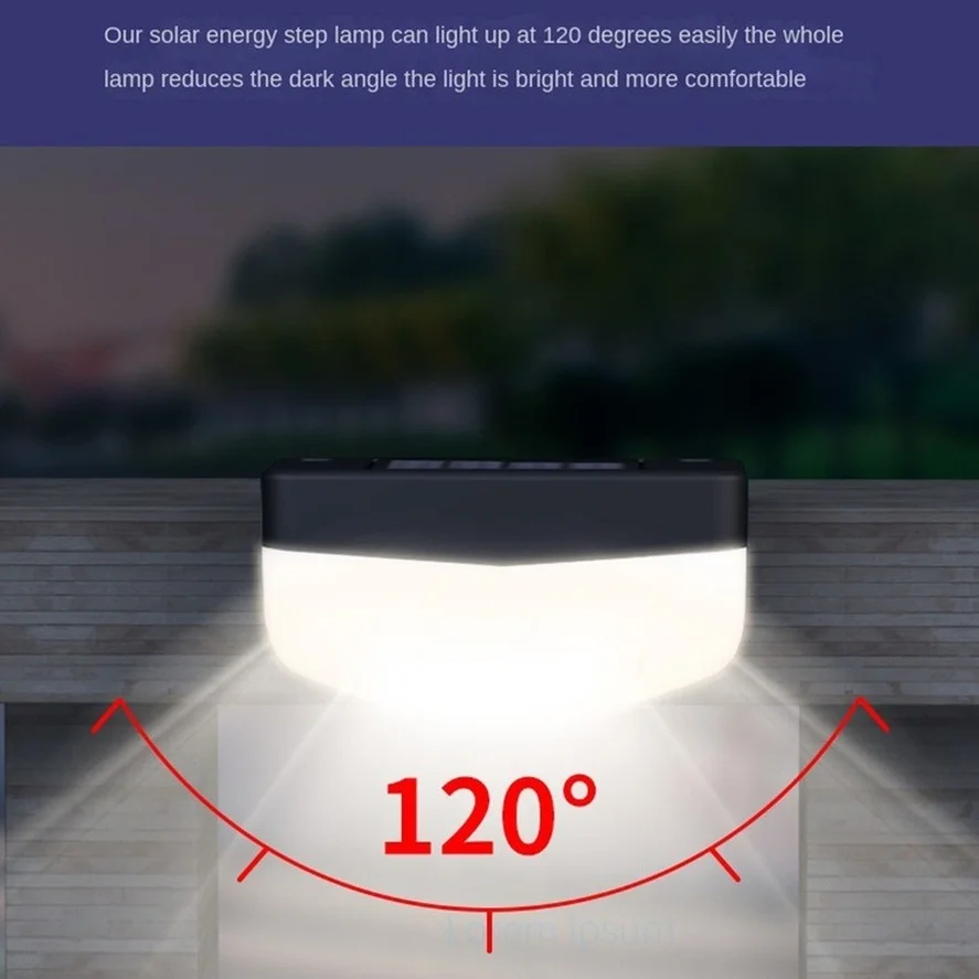 PwwQmm LED Solar Stair Lamp Outdoor Fence Light Garden Lights Pathway Yard Patio Steps Lamps Solar Night Light IP65 Waterproof 2