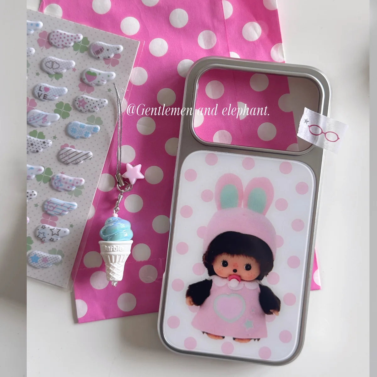 Glossy Pink and Blue Polka Dot Baby Couple Phone Case