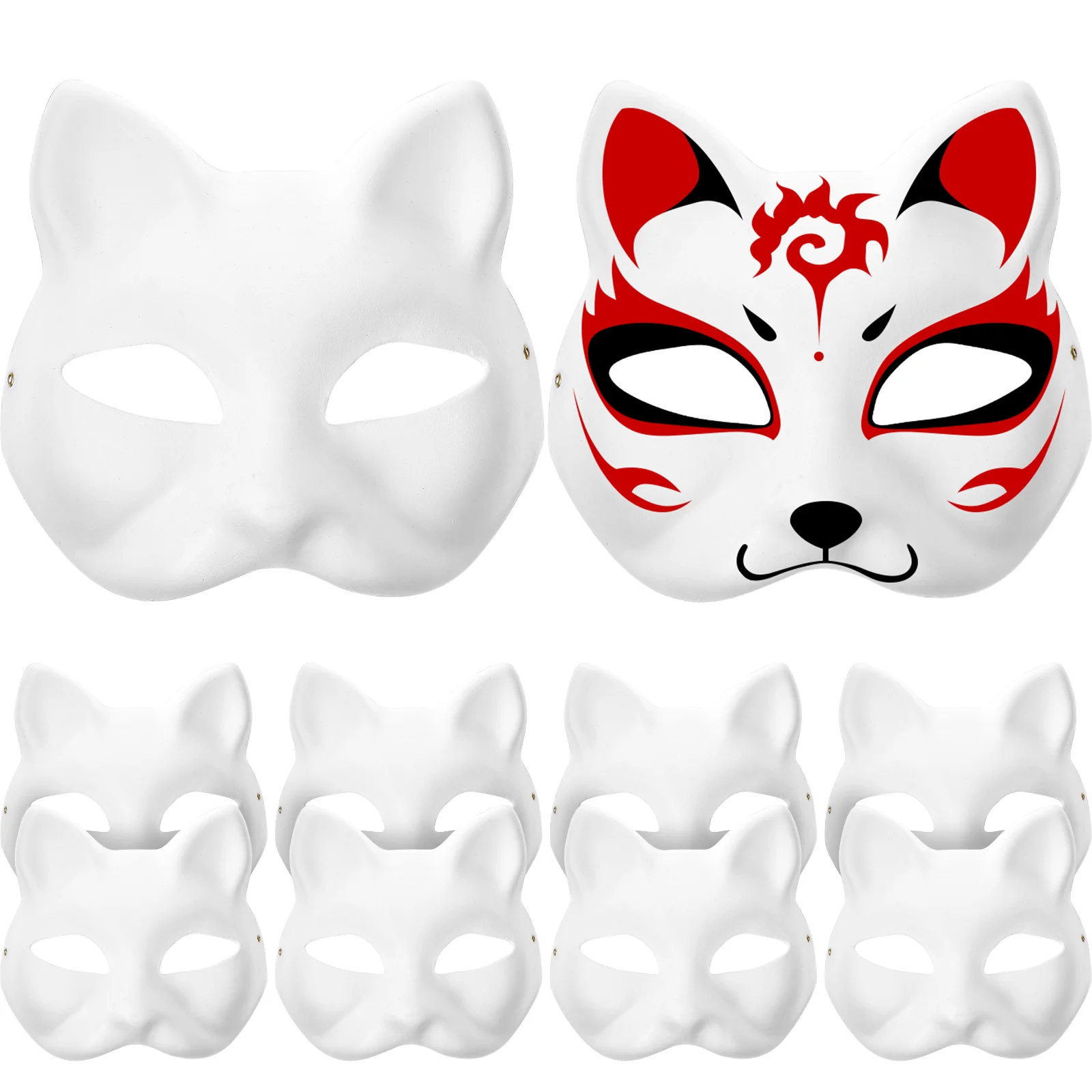 

Halloween Party Masks White Masks Paper Masks Blank Cat Mask for DIY Decorating Blank Painting Masquerade Cosplay Party