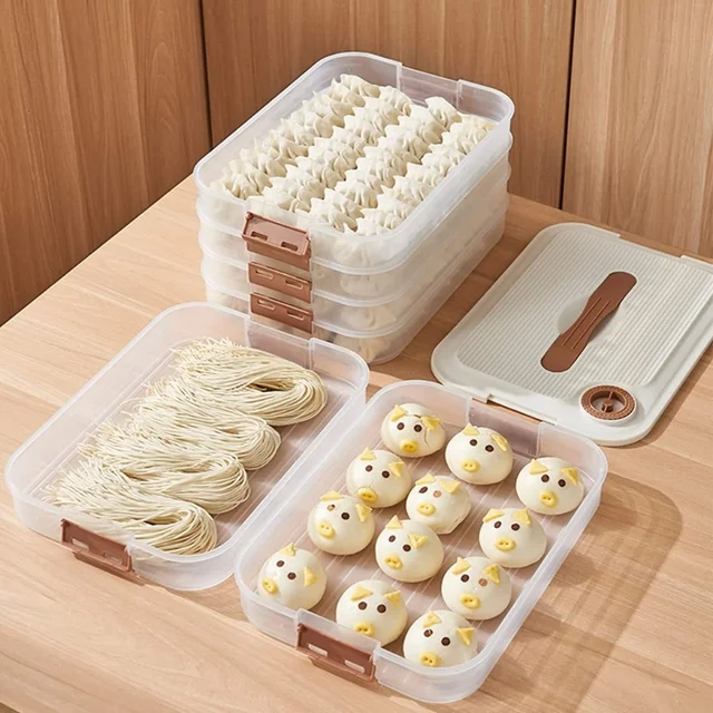 4 Rétegű Élelmiszer -Tároló Tartály Átlátszó -Tartósító Doboz A Konyhához És Hűtőszekrény Gombóc Dobozhoz Jól Lezárt - Image 3