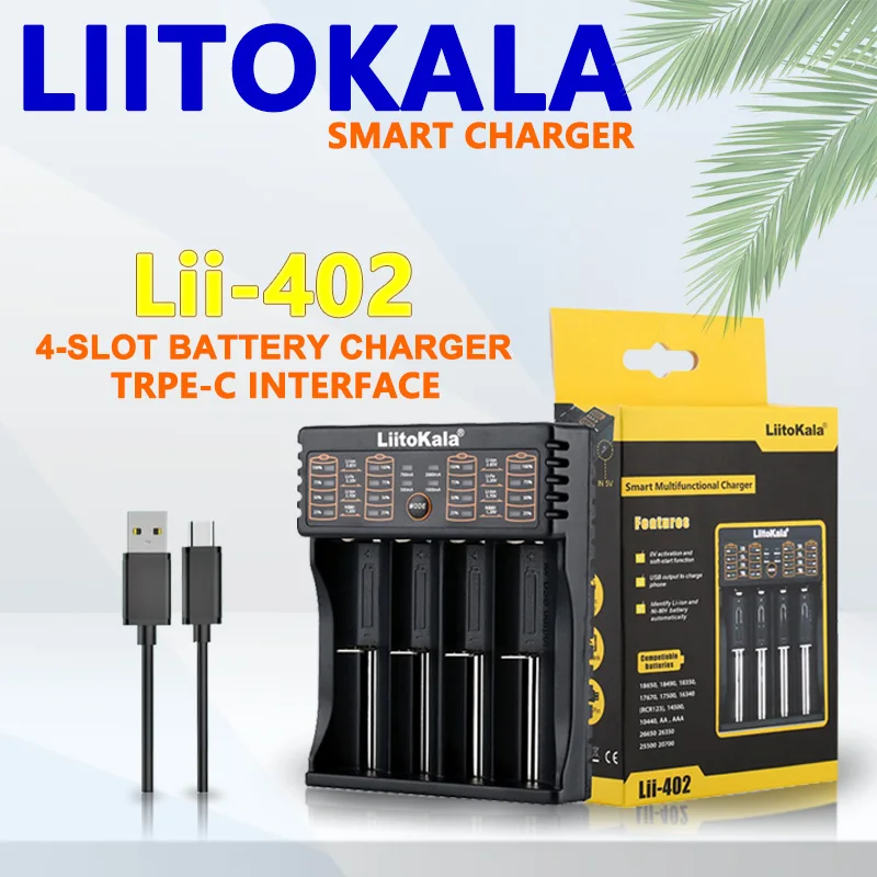 LiitoKala Lii-402 Universal Smart Battery Charger Compatible with Multiple Sizes Including 18650, 26650, 18500 Batteries 1