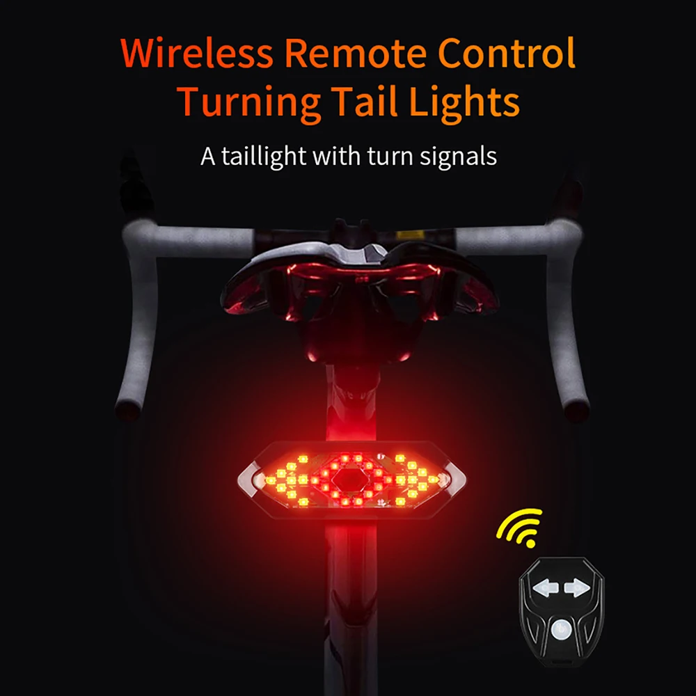 Bicycle Rear Wireless Remote Control Turn Signal Lights USB Rechargeable LED Bicycle Lamp Bike Safety Warning Tail Light