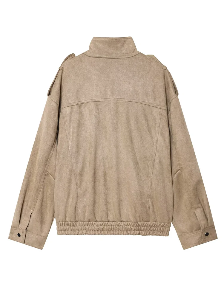 Chic Casual Soft Bomber Jackets 2025 New Autumn Winter Women Lapel Long Sleeve Zipper Coats Fashion Streetwear Loose Outerwear